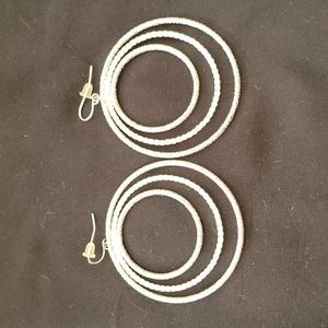 Earrings Circle silver sparkle (faux )